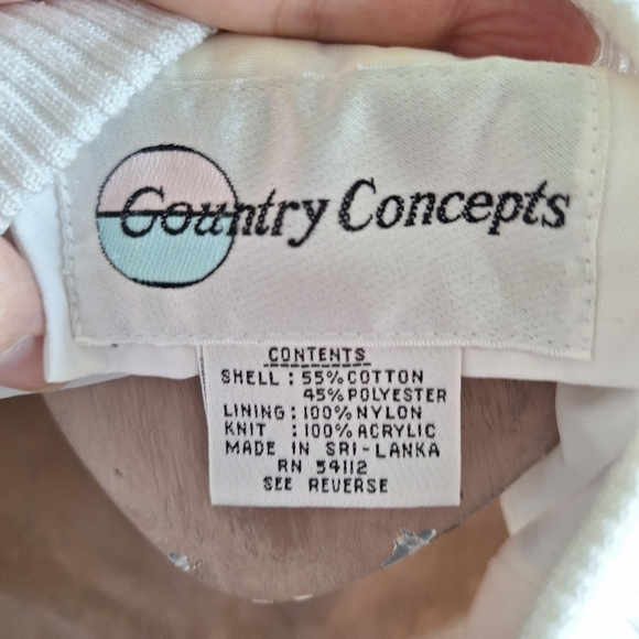 Vintage white jacket Country Concepts Banded Hem 80s Bomber Style Medium - Picture 10 of 16